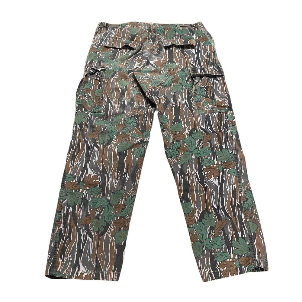 Vintage Men’s Camouflage Leaf Camo Jeans Pants Corduroy Style Cargo USA 38x32 - Picture 6 of 11